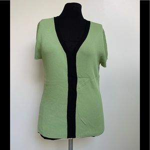 Geoffrey Beene Sport Green Black V Neck Sweater
